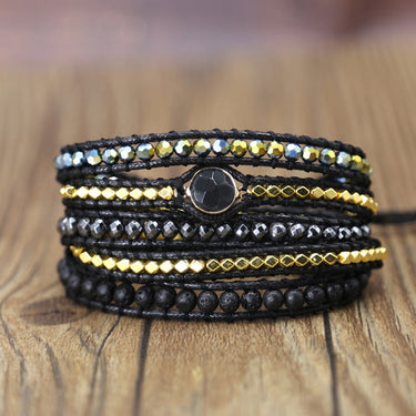 Harmony Black Lava Stone And Hematite Wrap Bracelet